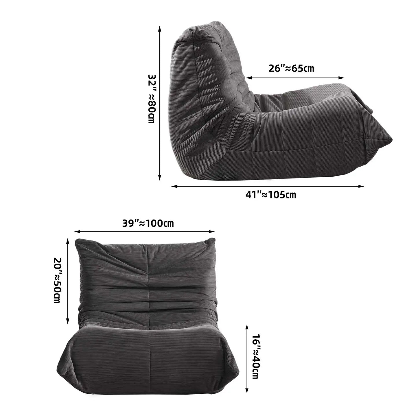 Adult Bean Bag Chair Memory Foam Togo Sofa Lazy Floor Sofa Ergonomically Designed Fireplace Chair for Living Room and Bedroom