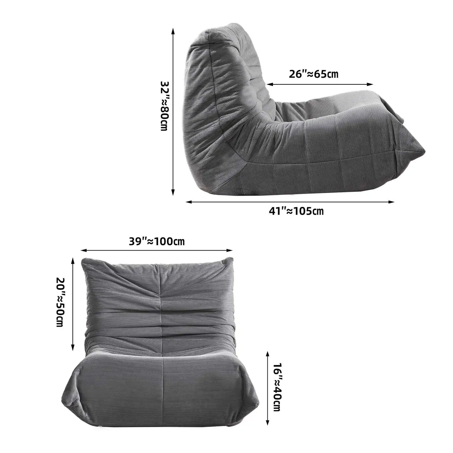 Adult Bean Bag Chair Memory Foam Togo Sofa Lazy Floor Sofa Ergonomically Designed Fireplace Chair for Living Room and Bedroom