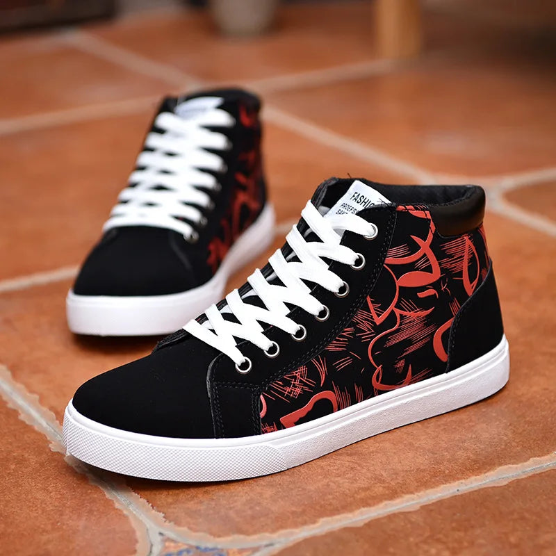 Men Casual Skateboarding Shoes High Top Sneakers Sports Shoes Men Outdoor Breathable Walking Shoes Street Shoes Chaussure Homme