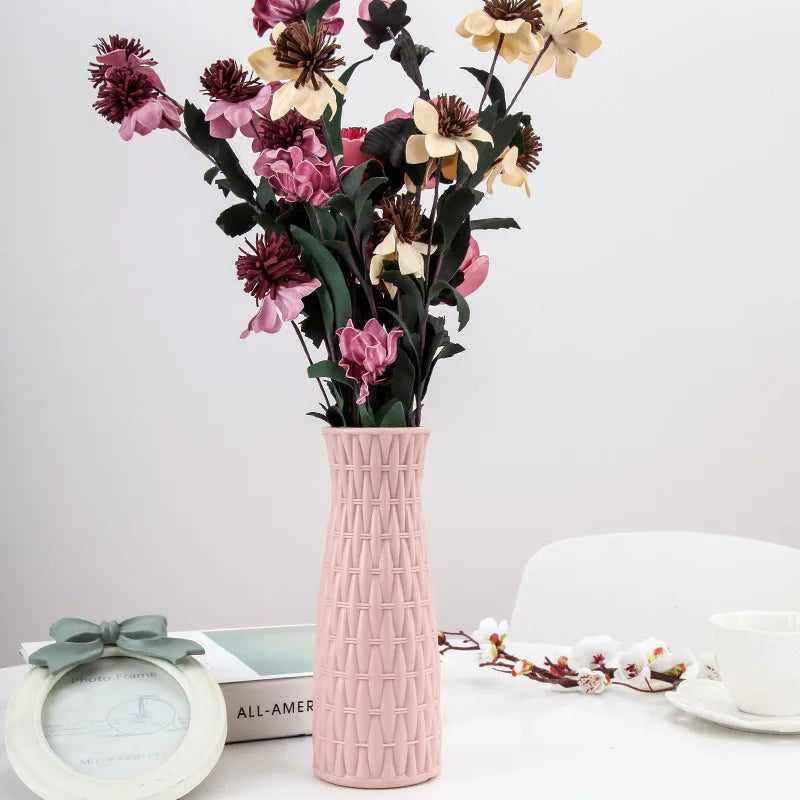 Plastic Flower Vases Home Decor Anti-ceramic Vases Unbreakable Imitation Arrangement European Wedding Modern Decorations Basket