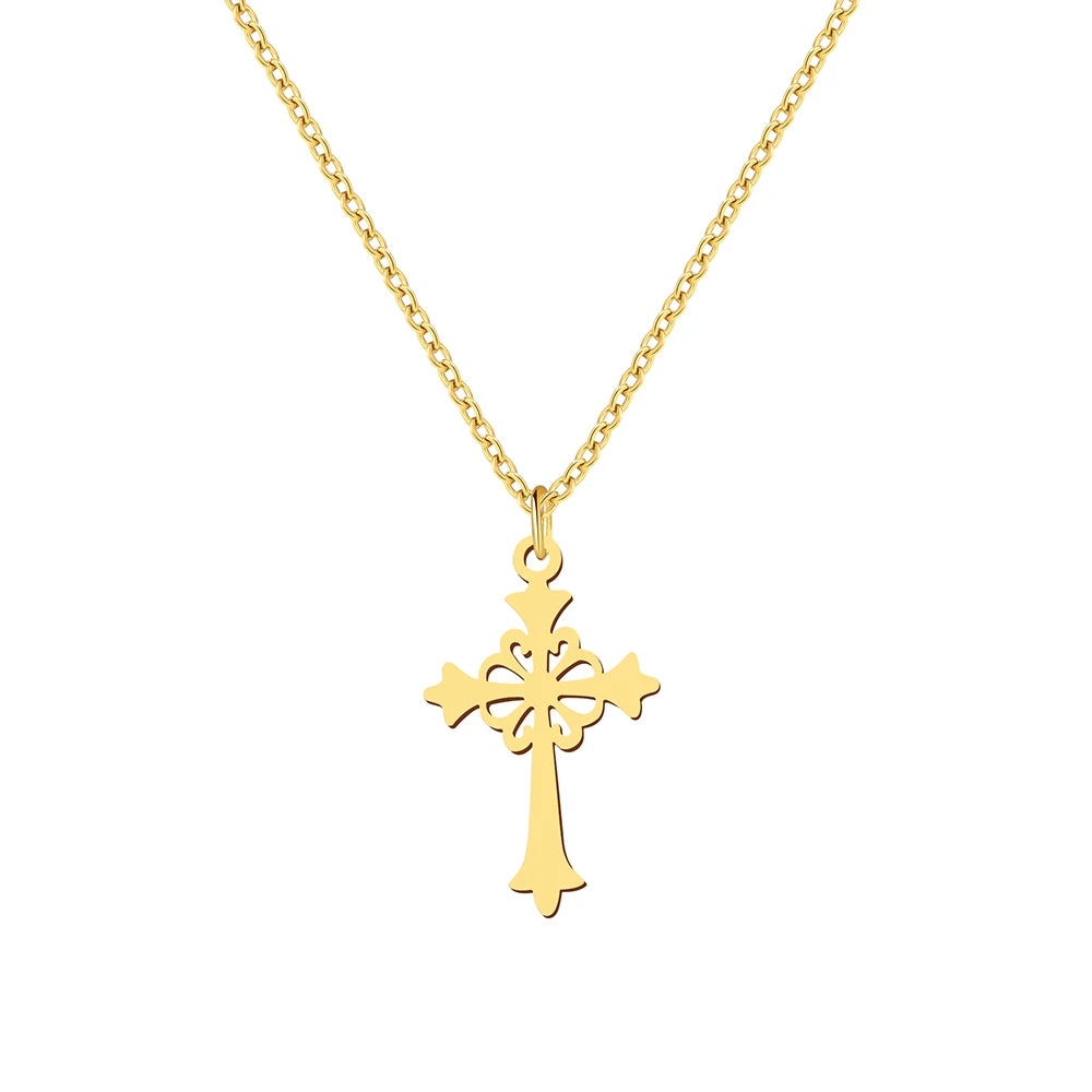 Stainless Steel Necklaces Vintage Style Cross Pendants Chain Choker Jewellery Fashion Necklace For Women Jewelry Wedding Gifts