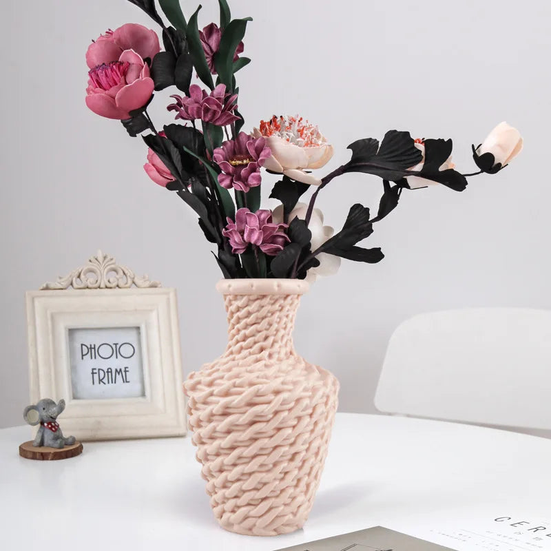 Plastic Flower Vases Home Decor Anti-ceramic Vases Unbreakable Imitation Arrangement European Wedding Modern Decorations Basket