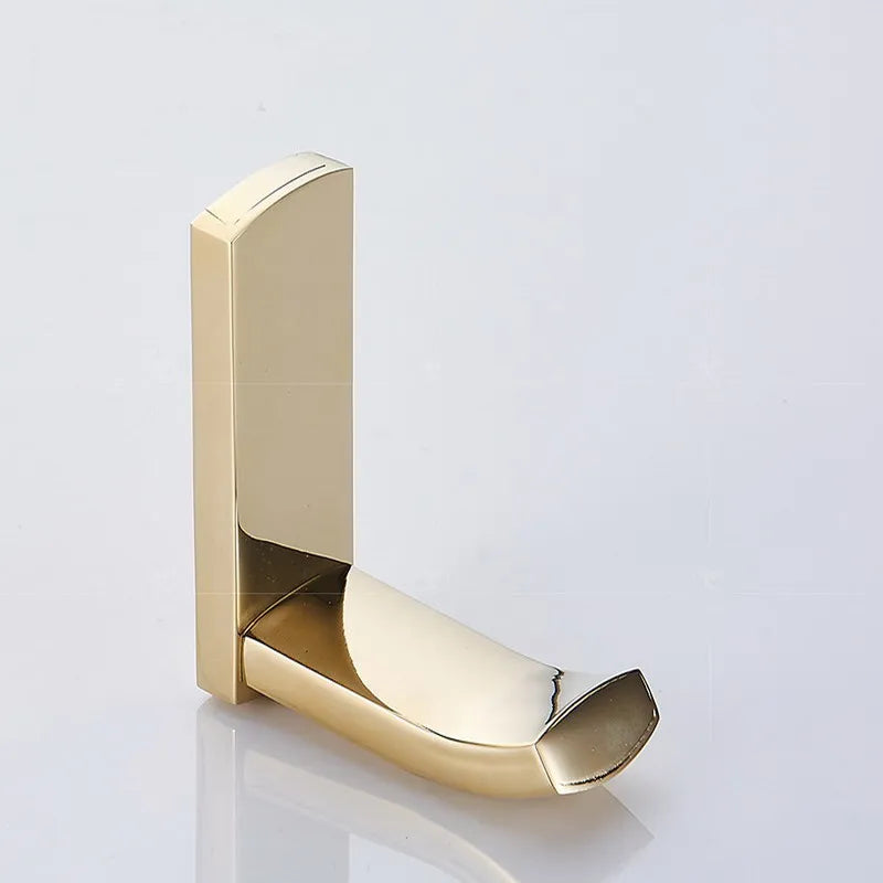 Luxury Gold Color Brass Square Bathroom Accessories Towel Shelf Towel Holder Toilet Paper Holder Wall Mounted Bath Hardware Sets