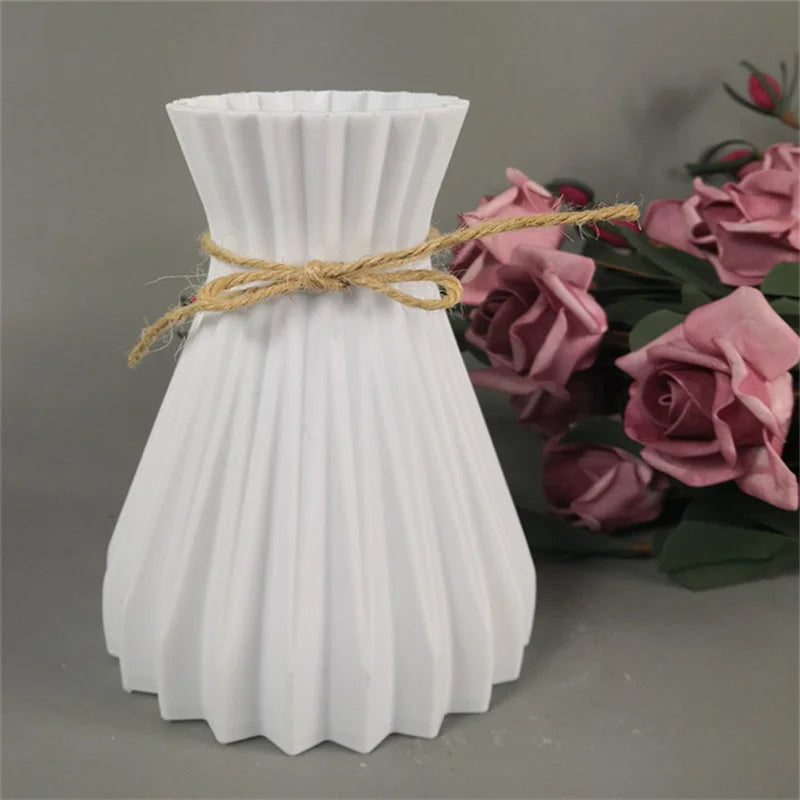 Plastic Flower Vases Home Decor Anti-ceramic Vases Unbreakable Imitation Arrangement European Wedding Modern Decorations Basket