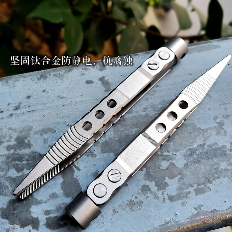 EDC Portable Titanium Alloy Tweezers Outdoor Survival Camping Travel Mini Tools EDC Equipment Outdoor Tool Camping Supplies