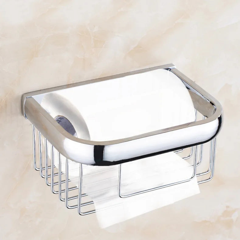 Bathroom Hardware Set Chrome Polished Bath Rack Paper Holder Toothbrush Holder Towel Bar Coat Hook Bathroom Accessories