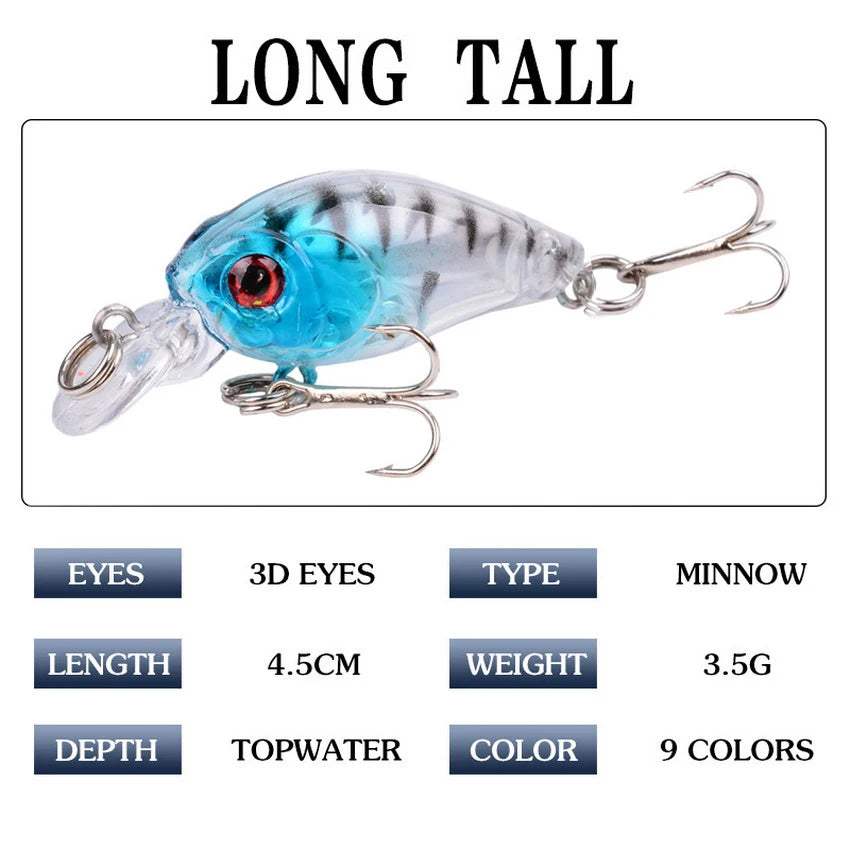45mm 3.5g Crankbait Fishing Lure Artificial Hard CrankBait Bass Fishing wobbler Japan Topwater Minnow Fish Lures