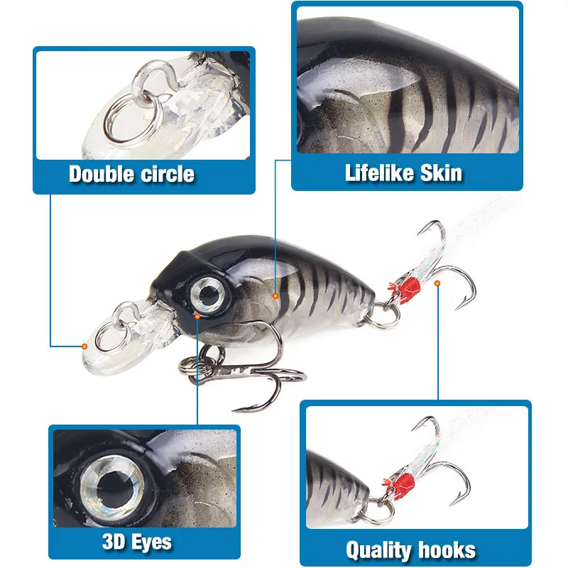 45mm 3.5g Crankbait Fishing Lure Artificial Hard CrankBait Bass Fishing wobbler Japan Topwater Minnow Fish Lures