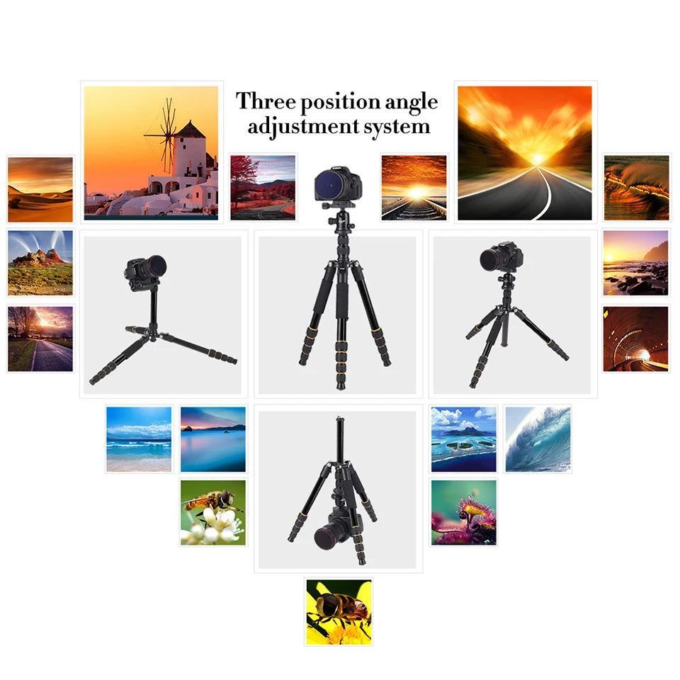 Walkingway Q666 Aluminum Alloy Protable Professional Travel Camera Tripod Monopod Ball Head&Phone Holder for DSLR Smartphone