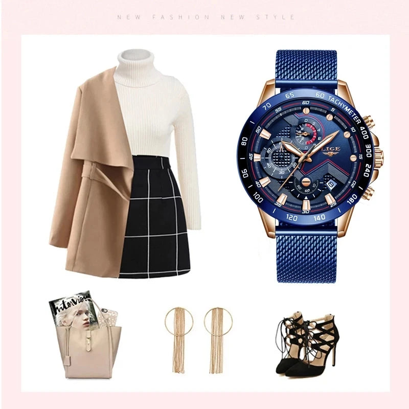 LIGE Luxury Fashion Women‘s Watches Waterproof Casual Quartz Ladies Watch for Women Dress Ladies Wristwatches Relogios Feminino