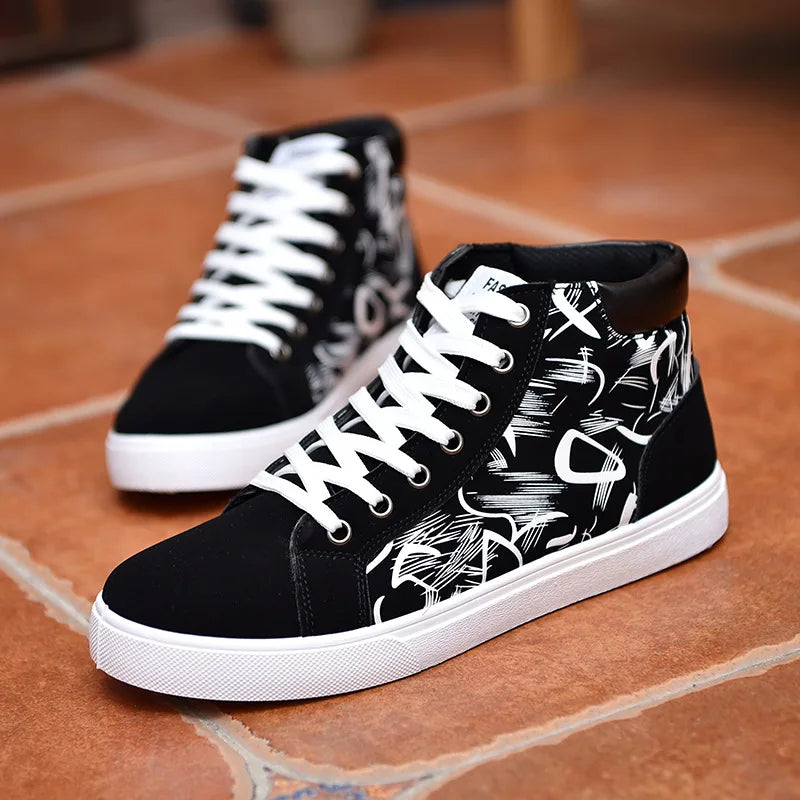 Men Casual Skateboarding Shoes High Top Sneakers Sports Shoes Men Outdoor Breathable Walking Shoes Street Shoes Chaussure Homme