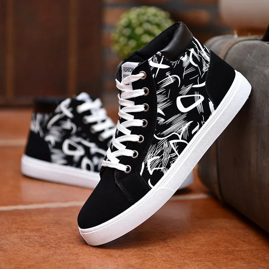 Men Casual Skateboarding Shoes High Top Sneakers Sports Shoes Men Outdoor Breathable Walking Shoes Street Shoes Chaussure Homme