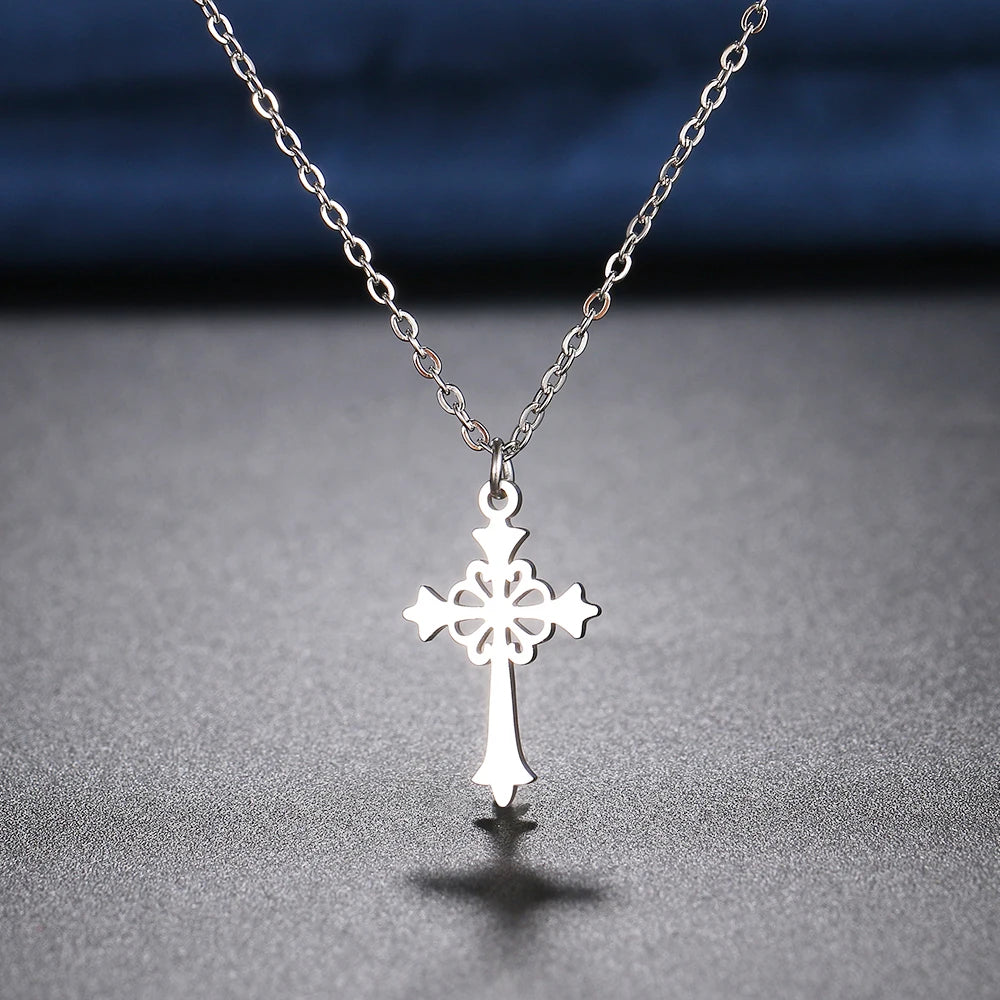 Stainless Steel Necklaces Vintage Style Cross Pendants Chain Choker Jewellery Fashion Necklace For Women Jewelry Wedding Gifts