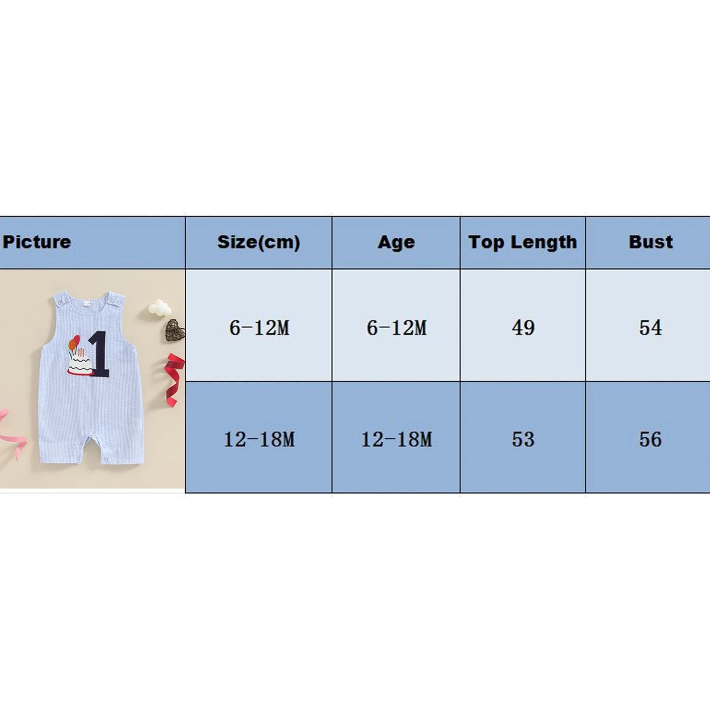 Baby Boy Overalls, Embroidery Cake Striped Jumpsuit Birthday Clothes for Casual Daily