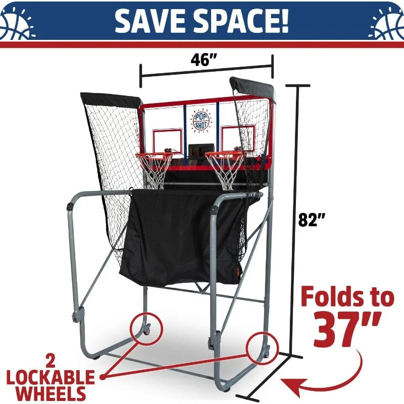 Pop-A-Shot Official Indoor/Outdoor Dual Shot Basketball Arcade Game - Weather Resistant - 16 Different Games 6 Audio Options