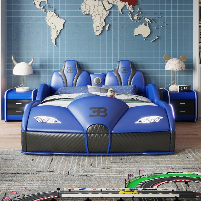 Modular Racing Car Bed System - Space-Smart Solid Wood Frame with Convertible Toddler-to-Twin Function (ASTM/OEKO-TEX Certified)
