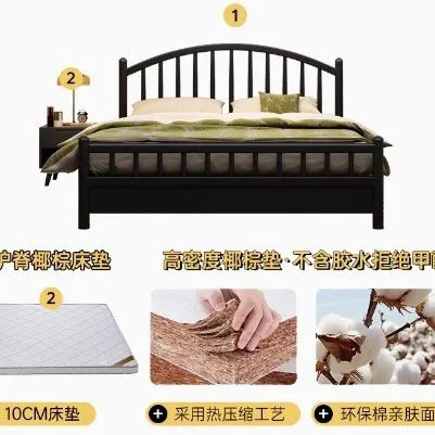 Nordic black retro American modern simple 1.5m storage princess bed solid wood bed 1.35 meters double 1.8 meters