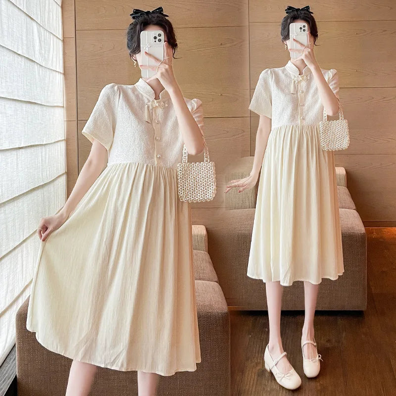 Pregnant Women's Clothing 2025 Summer Fashion New Style Loose and Slimming Dress