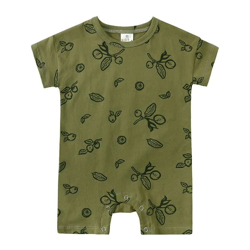 Summer Short Sleeved Baby Rompers 0-2Y Striped Onesies for Newborn Baby Boy Infant Girl Moon Printed Jumpsuit Baby Clothing