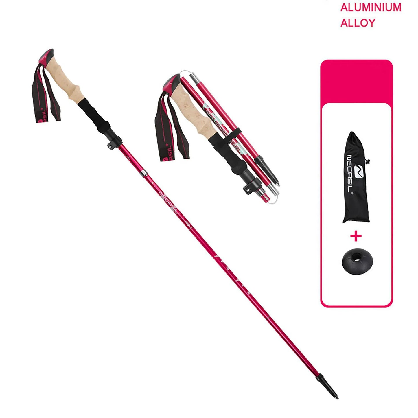 Collapsible Hiking Stick-Lightweight,Foldable Retractable Trekking Poles with Adjustable Heights-Walking Backpacking,Camping