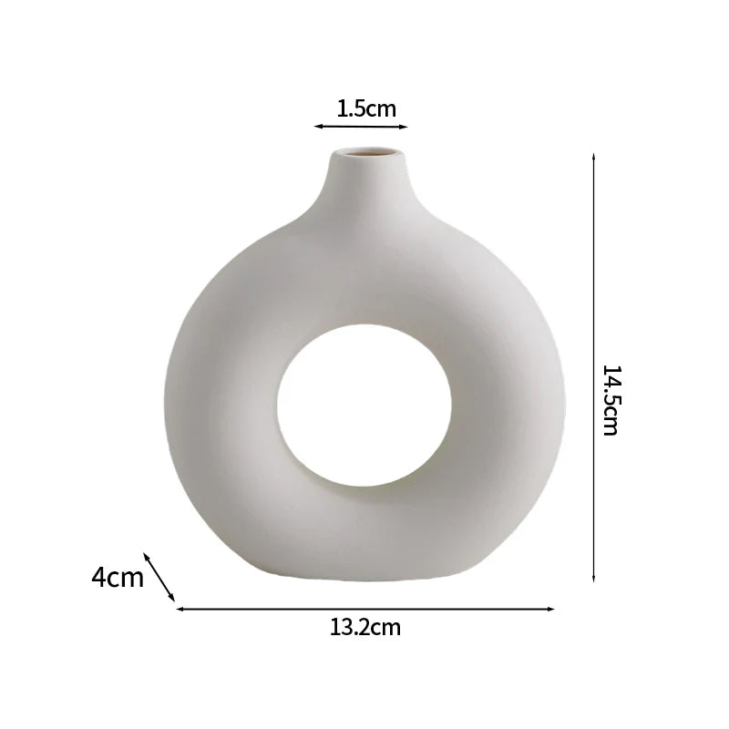 White Nordic Flower Vase Ceramic Vases Room Decor Modern Ceramic Flowers Bottle Plants Flower Pot Home Living Room Decoration