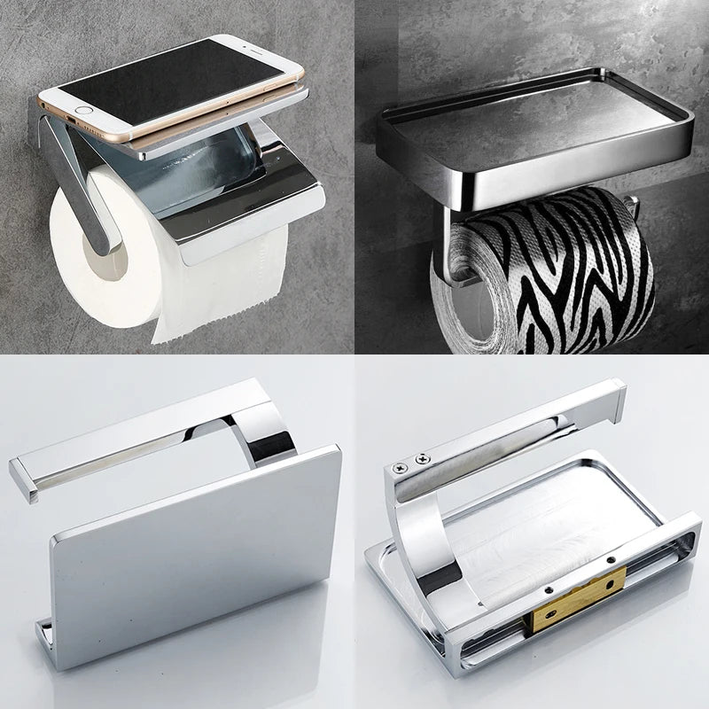 Bathroom Toilet Paper Holder High Quality Solid Brass Luxury Bright Chrome Paper Towel Dispenser Wall Mounted Toilet Accessories