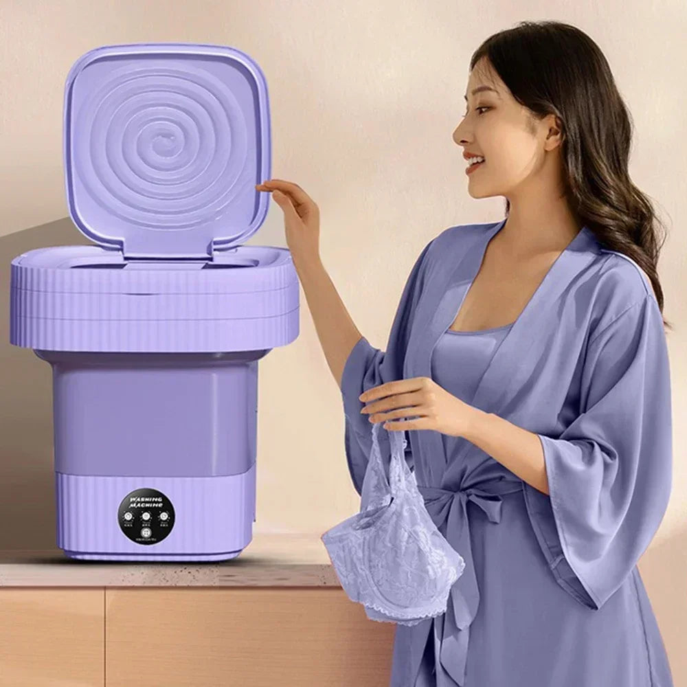 11L Blue light Portable Washing Machine Underwear with Dryer Bucket Socks Clothes Washer Camping Folding Mini Washing Machine
