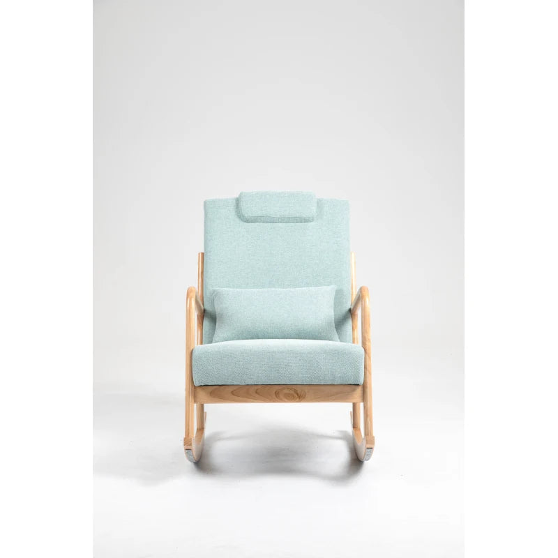 Rocking Chair Upholstered Fabric Rocking Armchair Indoor with High Backrest Glider Chairs and Lumbar Pillow for Living Room