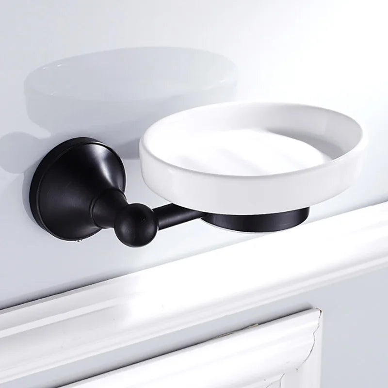Black Brass Bathroom Accessories Hardware Set Towel Bar Rail Rack Toilet Paper Holder Toilet Brush Shower Soap Dish Holder