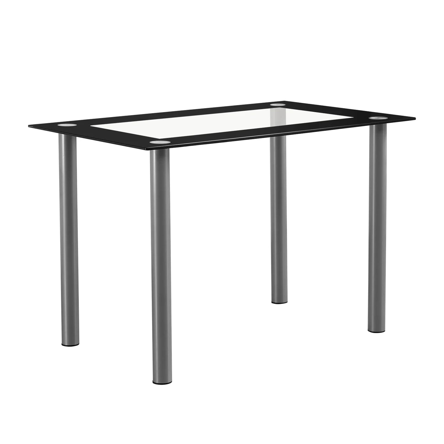 110cm Dining Table Tempered Glass Dining Table Simple Rectangular Cylindrical Leg Dining Table Home 4-seater
