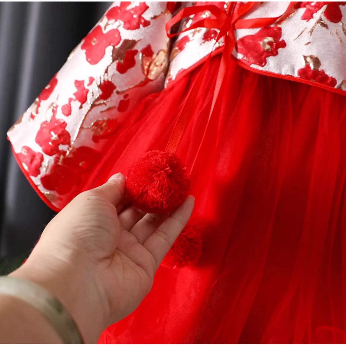 Girls' Fleece-lined Ancient Chinese Clothing Dress Children's New Year Clothes Autumn Winter Hanfu Dress Baby Girl 6M-6Y Vestido