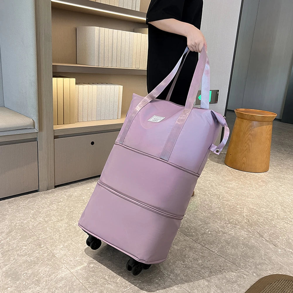 Expandable Duffle Pack Large Capacity Luggage Rolling Bags Oxford Cloth Dry-Wet Separation Unisex Business Trip Bag