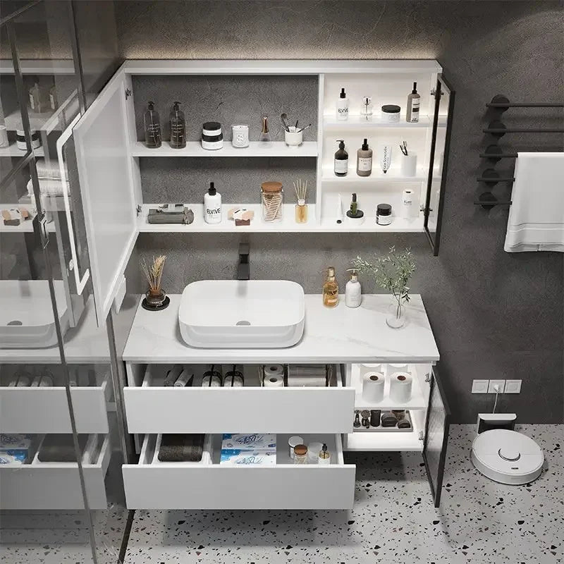 Bathroom Cabinets with Integrated Ceramic Basin Modern Bathroom Vanity Smart Mirror Cabinet Sink Washbasin Bathroom Furniture