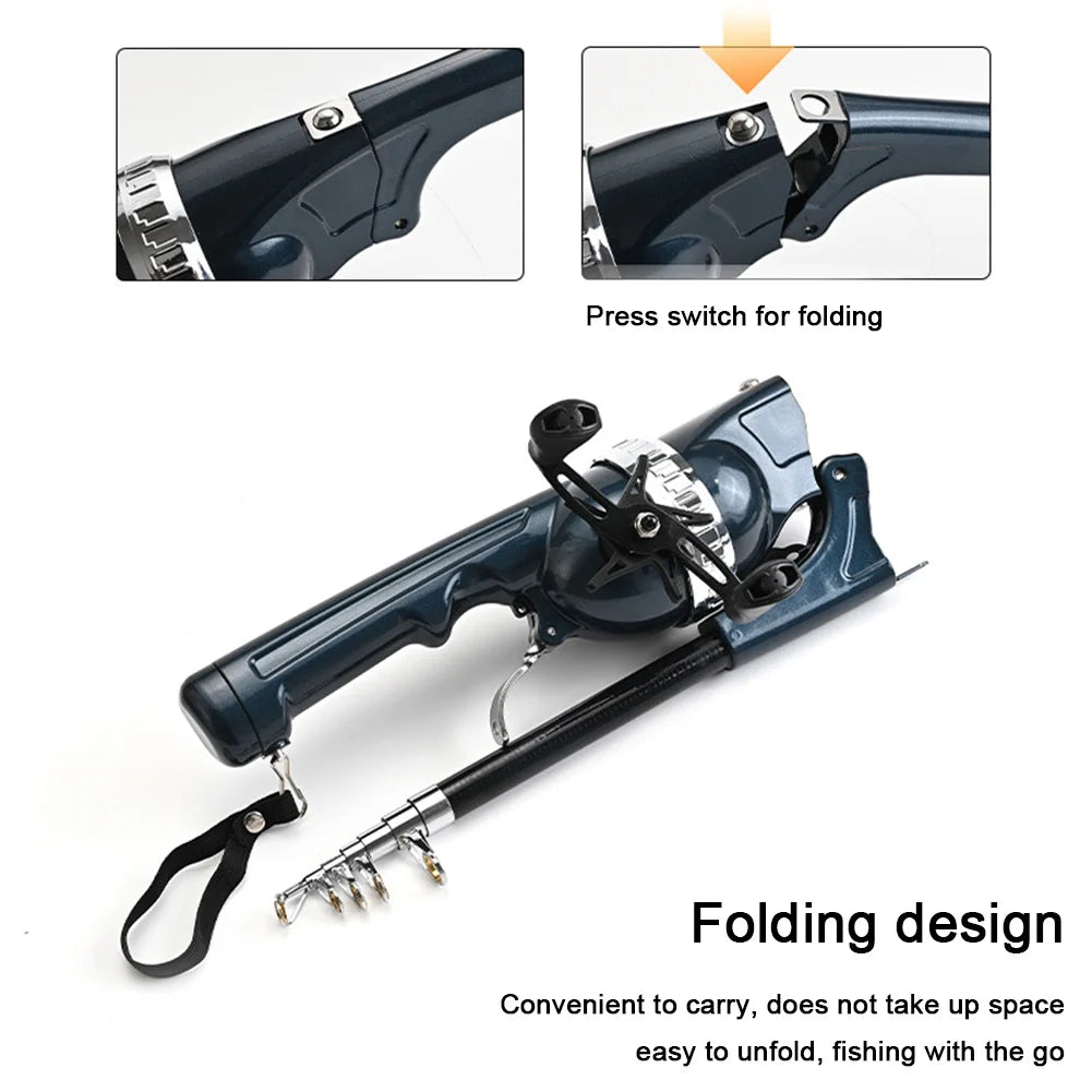Portable Folding Fishing Rod Telescopic Fishing Pole with Reel Line Sea Pole Carbon Fiber for Outdoor Fishing Gifts for Men