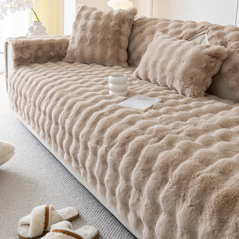 Plush sofa cushions for all seasons, living room bedroom decoration sofa simple modern dustproof sofa cover