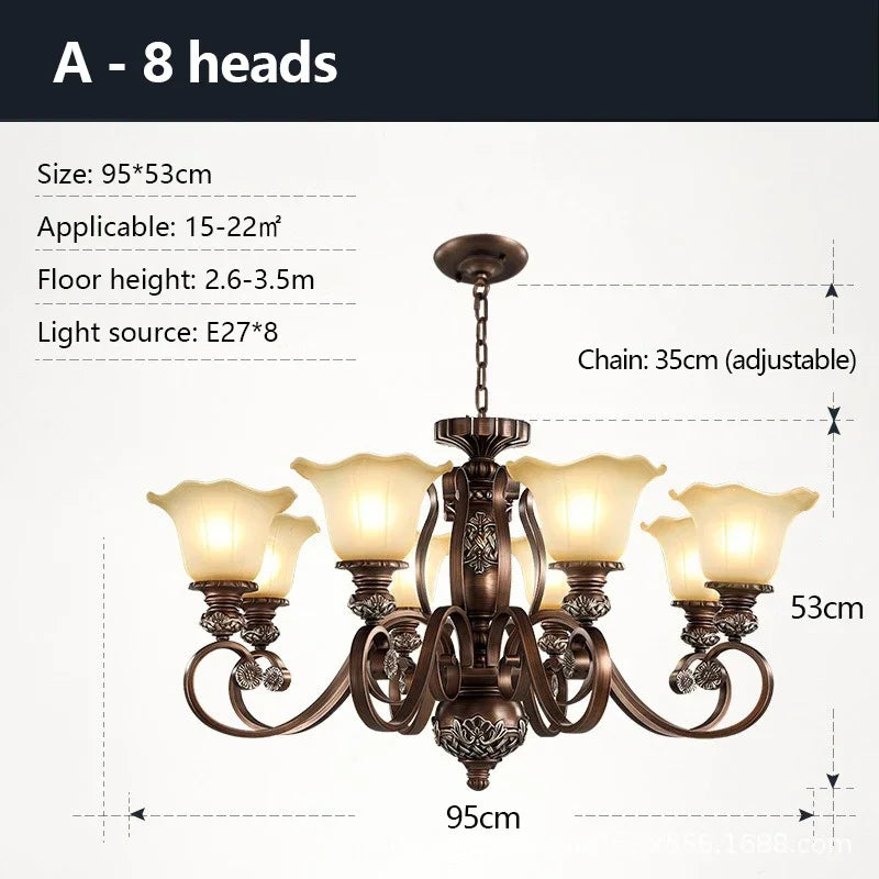 Home Decor Retro Luxury Chandeliers Classical LED Hanging Lamp for Villa Living Dining Room Indoor Lighting Suspension Luminaire