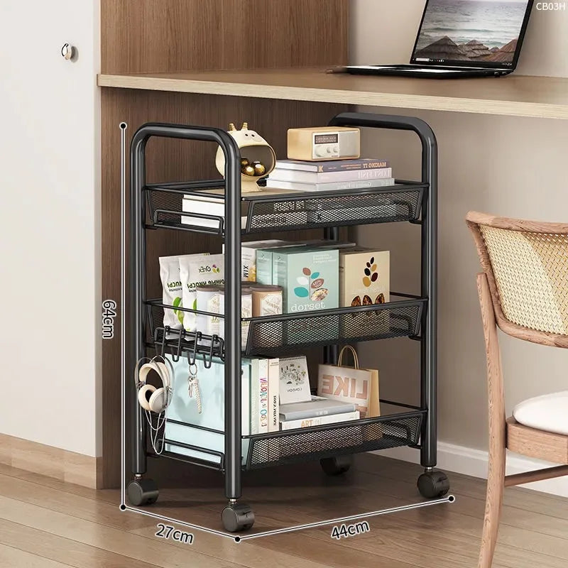 New Home Trolley Storage Rack Living Room Iron Organizer Shelf Multi-Layer Bathroom Storage Multifunctional Cart with Wheels