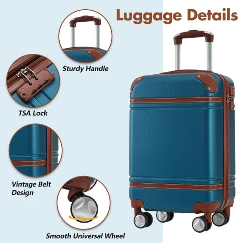 Hardshell Luggage Sets with Bags Carry-on Suitcase Double Spinner Wheels with TSA Lock ,Single Luggage 20 IN, Multiple colors