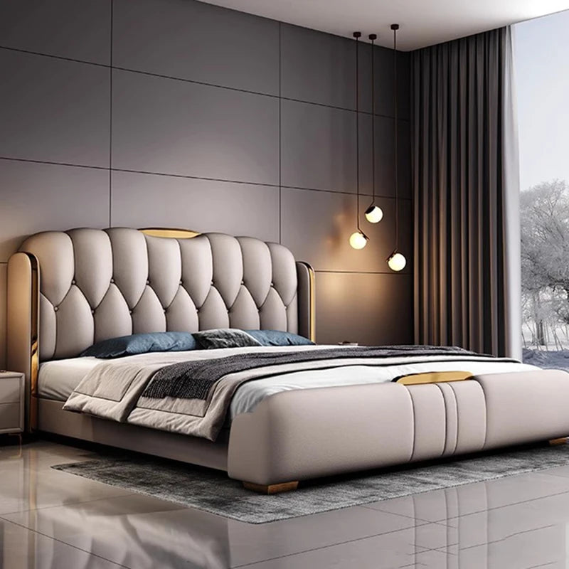 Upholstered Minimalist Bed Frames Queen Modern Luxury Bed Sleeping Headboard Camarotes Para Dormitorio Bedroom Furniture
