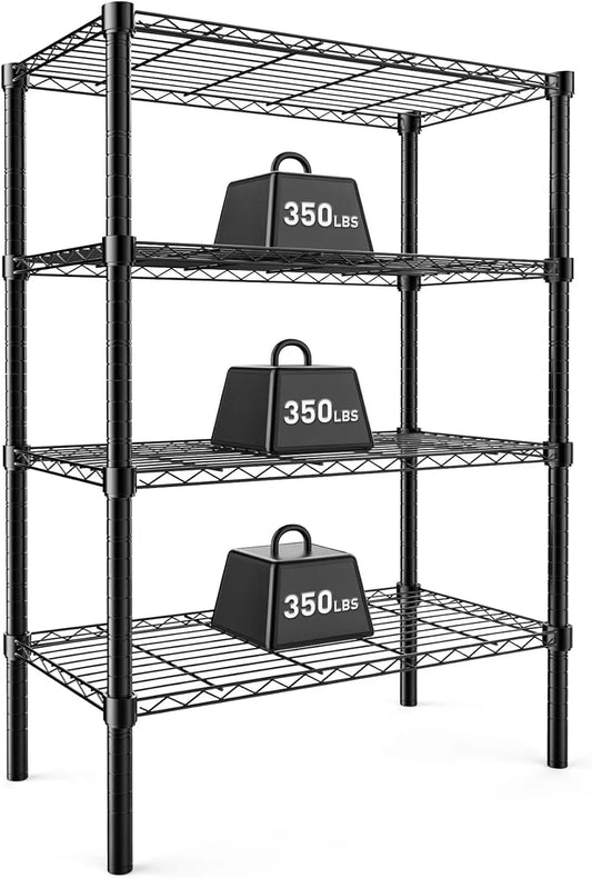 4 Tier Metal Wire Rack Shelf Heavy Duty Standing Shelves Adjustable Steel Closet Shelving Unit Organizers and Storage