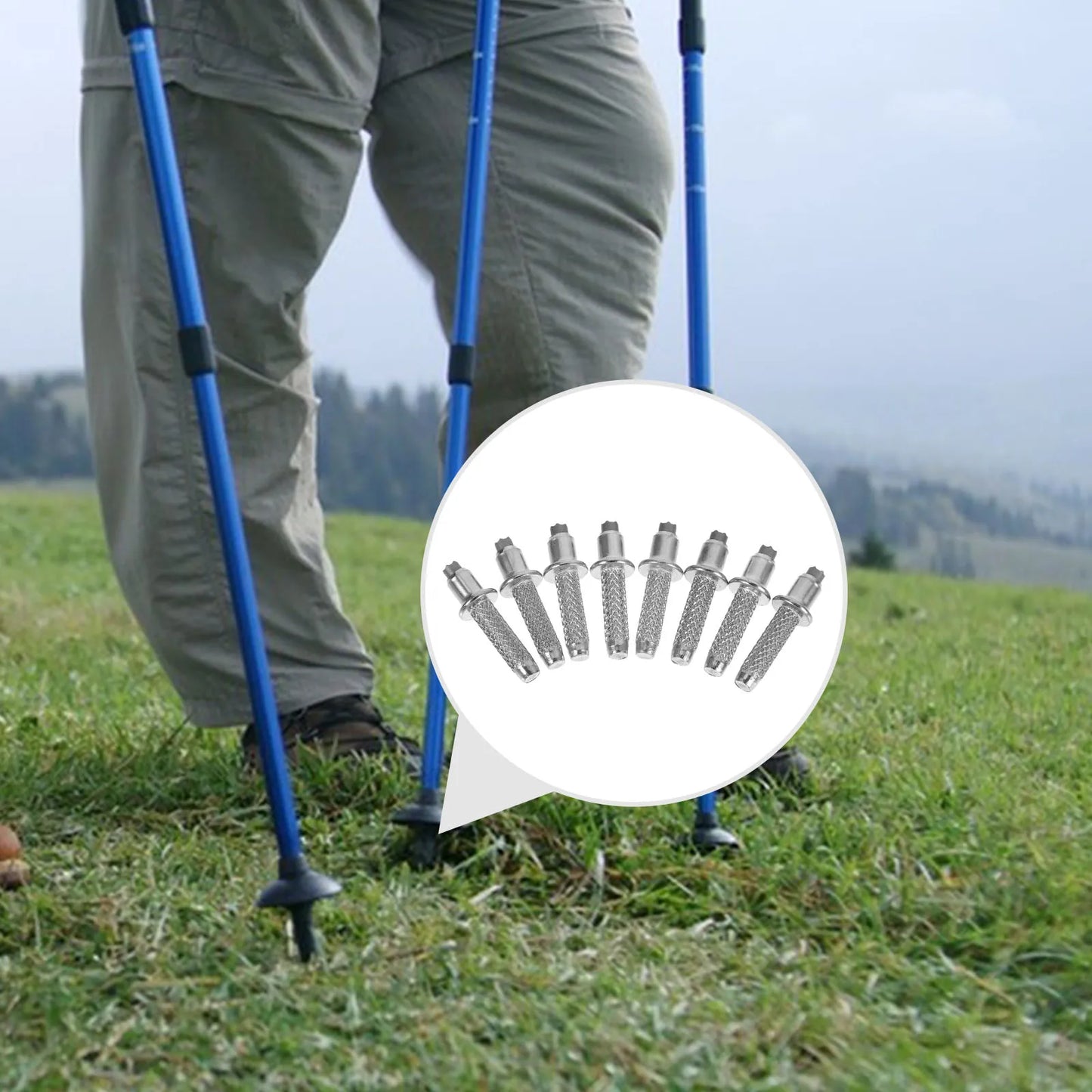 8 Pcs Trekking Pole Tips High Carbon Steel Alloy Carbide Durable Lightweight Set for Hiking Camping Accessories