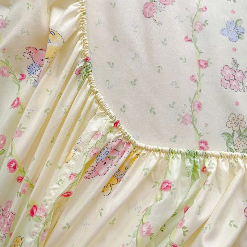 Ins Bed Sheets Floral Fitted Sheet Non Slip 침대패드 Bedspread With Elastic Band Mattress Cover (no Pillowcase) Double Bed Sheets