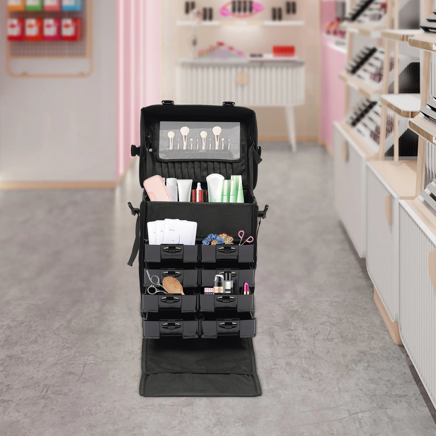 Rolling Makeup Case, Cosmetic Case Trolley, Make Up Suitcase Cosmetic Trolley, Makeup Suitcase with Wheels