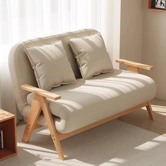 Multifunctional Solid Wood Folding Sofa Bed - Living Room Single Double Foldable Sofa 85/105/125 Cm Various Sizes Available