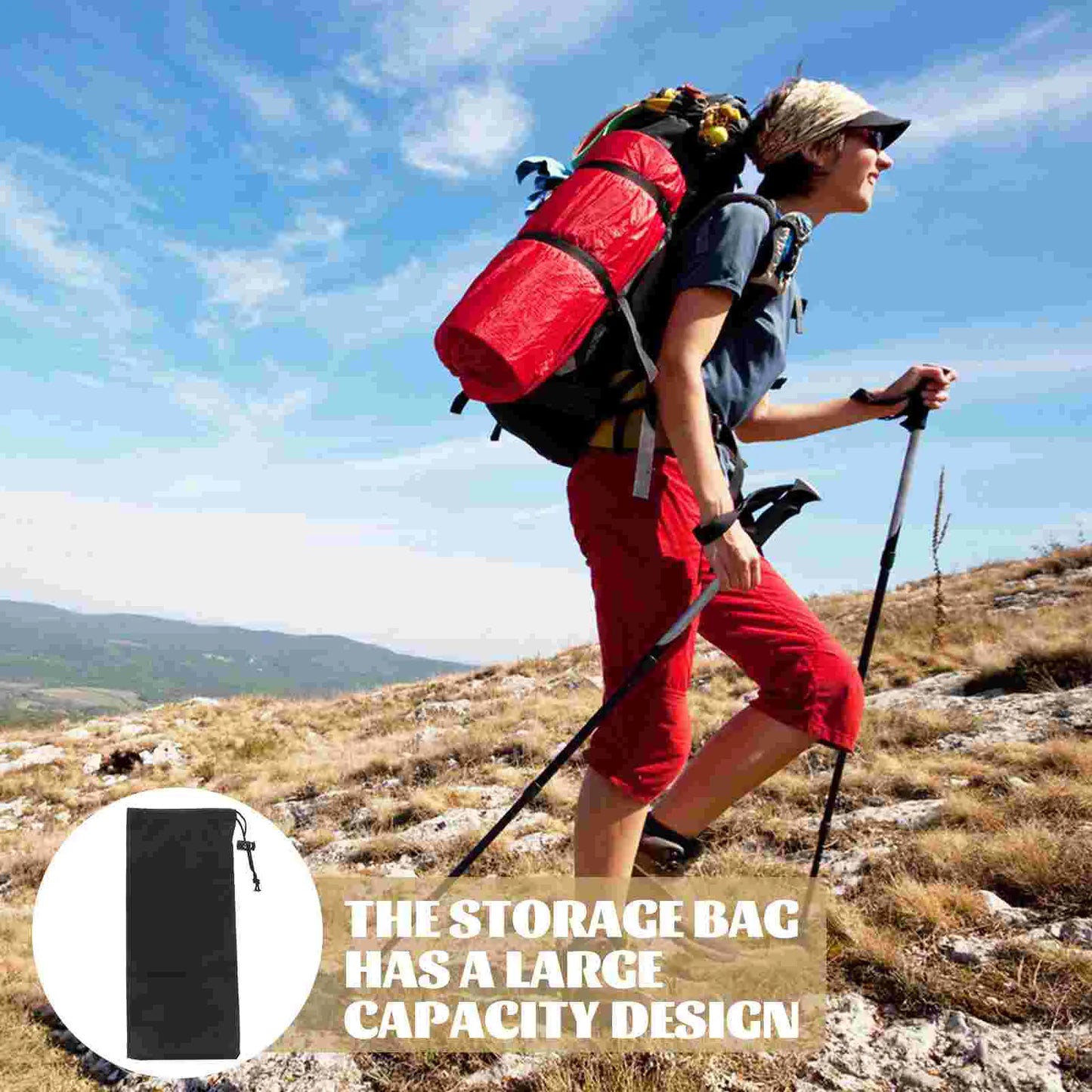 Portable Lightweight Trekking Pole Storage Bag Walking Stick Accessories Foldable Alpenstock Package Hiking Camping accessories
