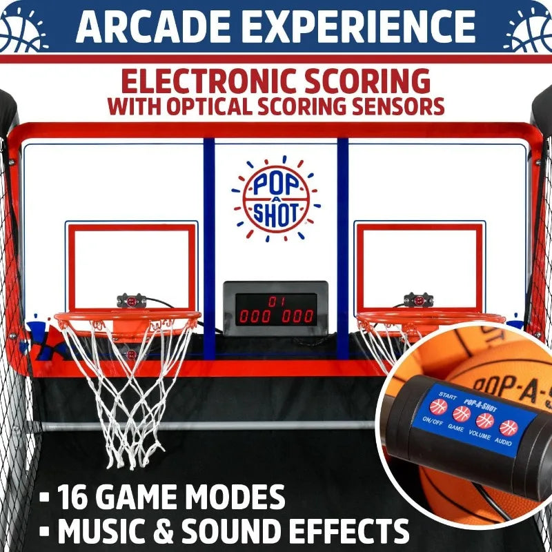Pop-A-Shot Official Indoor/Outdoor Dual Shot Basketball Arcade Game - Weather Resistant - 16 Different Games 6 Audio Options