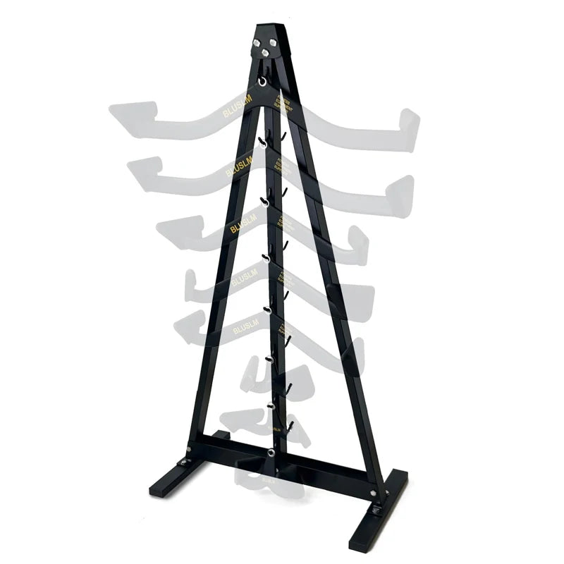 Gym Fitness LAT Pull Down Bar Storage Rack for Mag Grip - Heavy Duty A-Frame Stand for LAT Pulldown Attachments