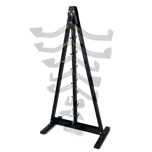 Gym Fitness LAT Pull Down Bar Storage Rack for Mag Grip - Heavy Duty A-Frame Stand for LAT Pulldown Attachments