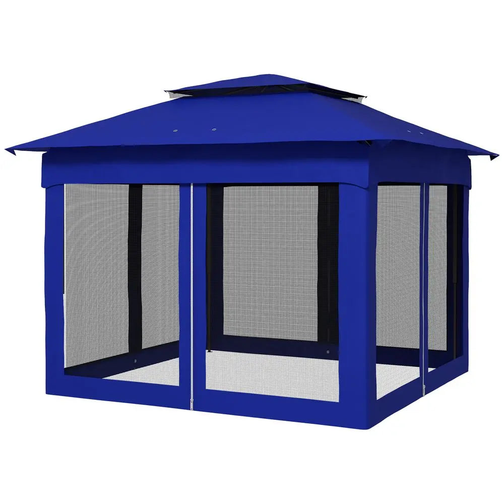 Outsunny 11 x 11 Pop-Up Canopy Gazebo Outdoor Patio Event Tent with Zipper Netting,Carry Bag, UV Protection for Backyard & G