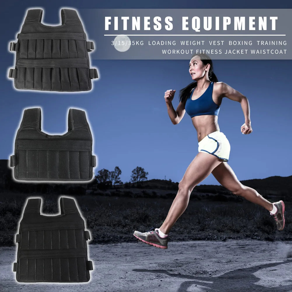 3/15/35kg Workout Weight Jacket Adjustable Weighted Exercise Vest Workout Equipment for Boxing Training Workout Running Fitness